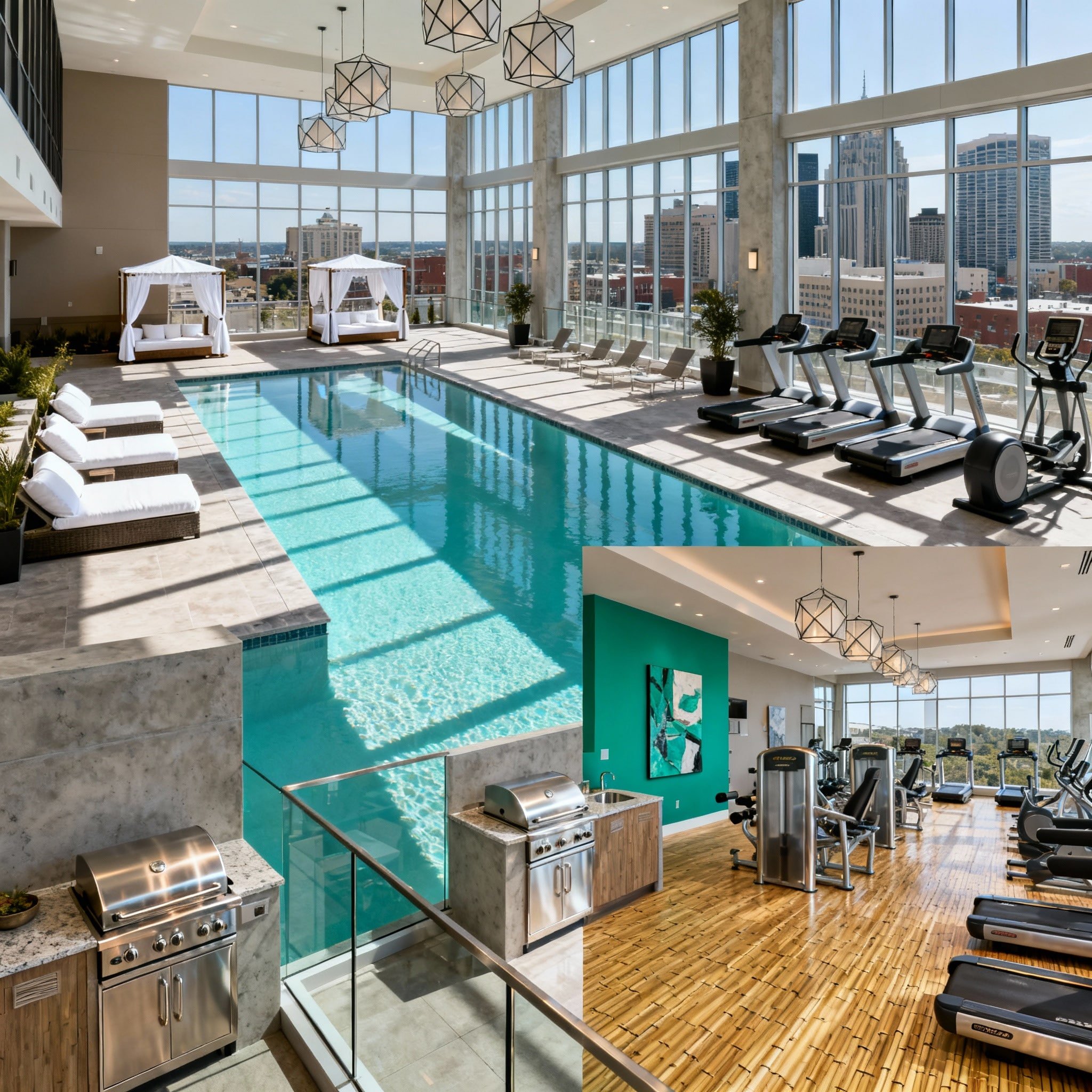 Pool and fitness amenities at The Estates at Perimeter Park